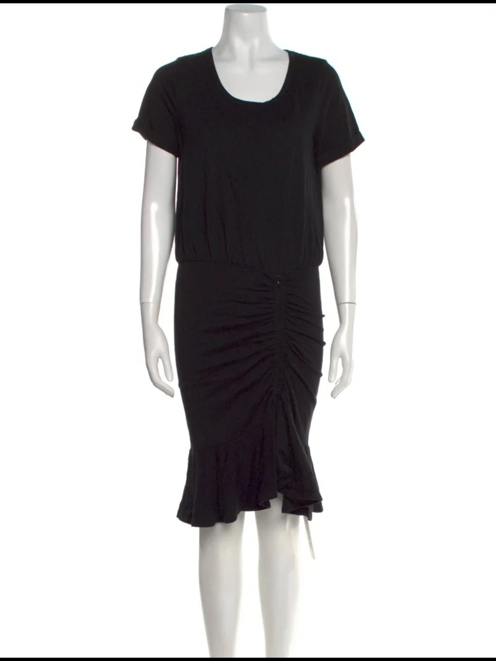 Veronica Beard Black Short-Sleeve Ruffle-Hem Mini Dress